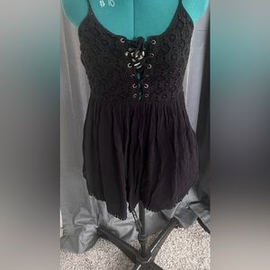 Black Mini Dress with Corset Front